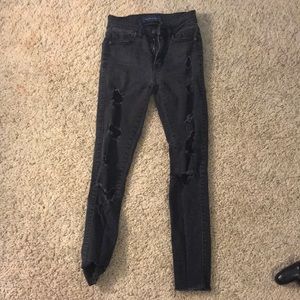 Black ripped skinny jeans high waisted